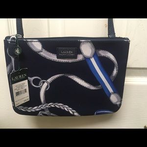 Ralph Lauren Double Zipper Crossbody Navy Purse